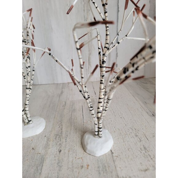 Dept 56 bare branch tree white stripped village accessory Xmas set - Picture 6 of 8